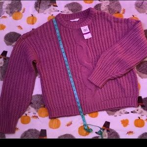 Belle Du Jour Juniors/Womens Cable-Knit Balloon-Sleeve Sweater